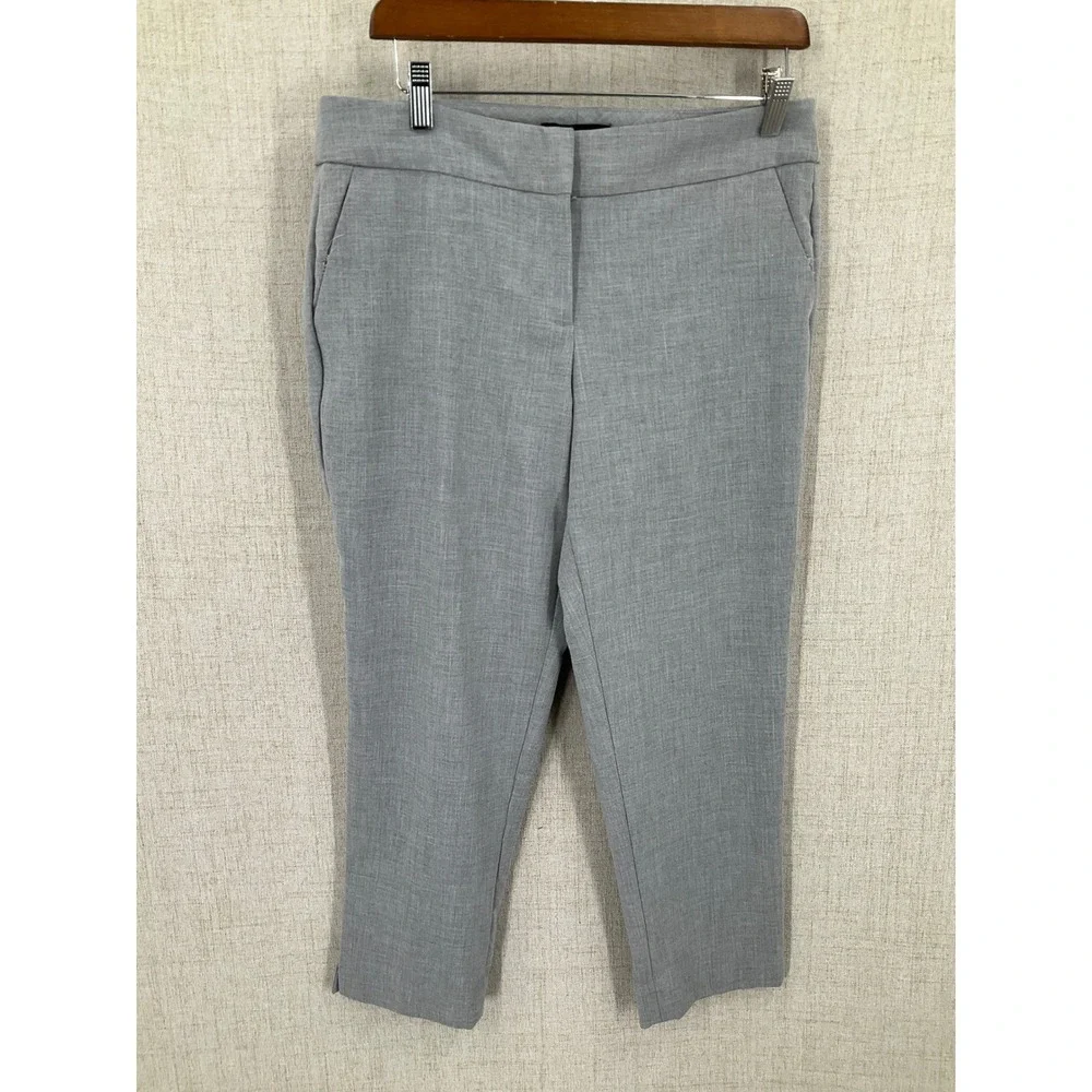 Talbots Signature Pants Women 10P Gray‎ Stretch Ankle Slit Slim Preppy Office